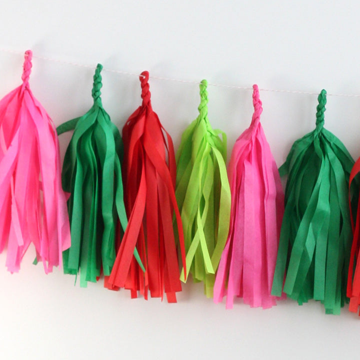 Merry & Bright Christmas Fringe Tassel Garland Kit or Fully Assembled