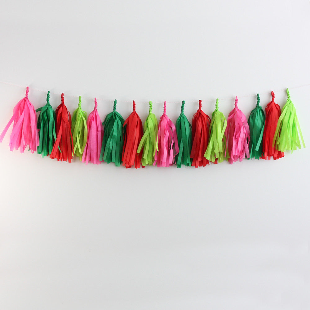 Merry & Bright Christmas Fringe Tassel Garland Kit or Fully Assembled