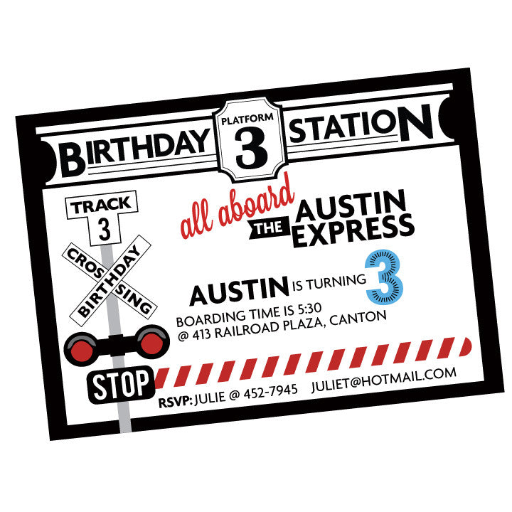 MODERN Train Printable Invitation Coordinates With Modern Train Colle