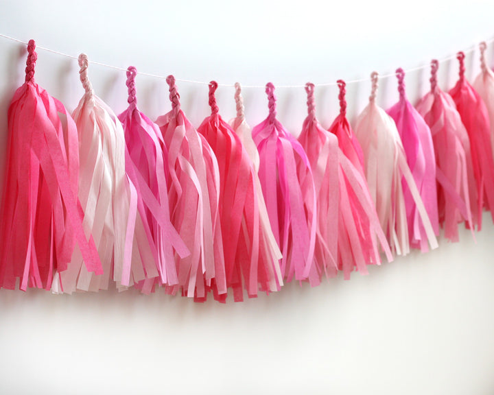 Perfectly Pink Fringe Tassel Garland Kit or Fully Assembled