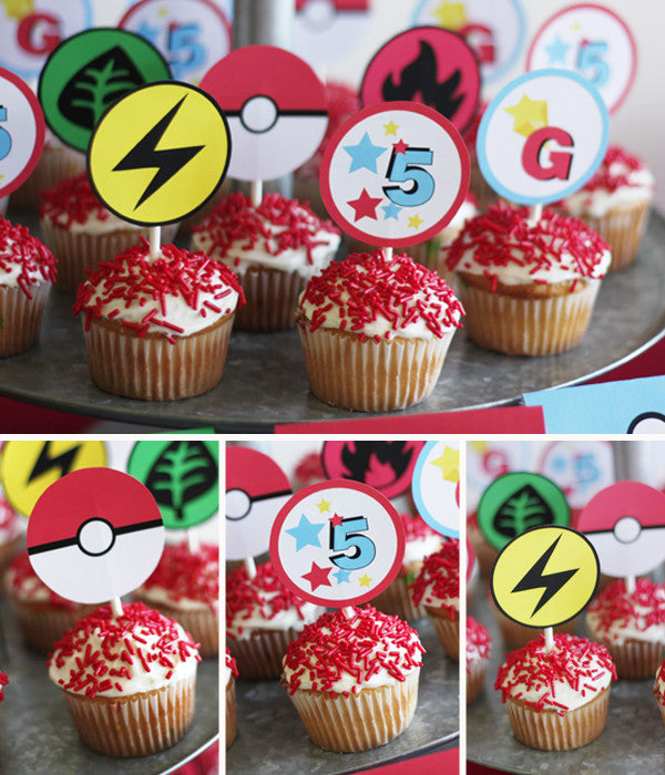 printable POKEMON birthday party collection – Wants and Wishes for Free Printable Pokemon Cupcake Toppers