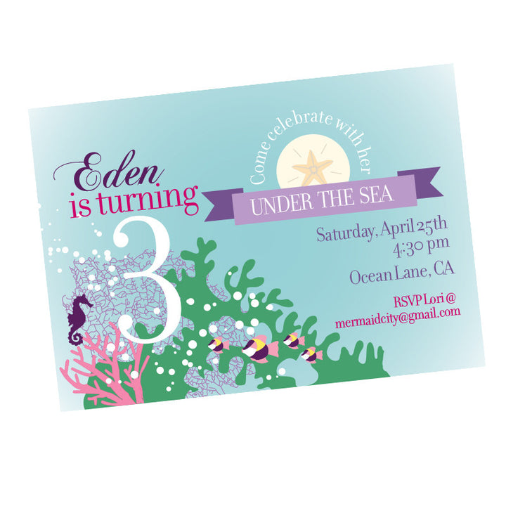 Printable Mermaid Under the Sea Invitation