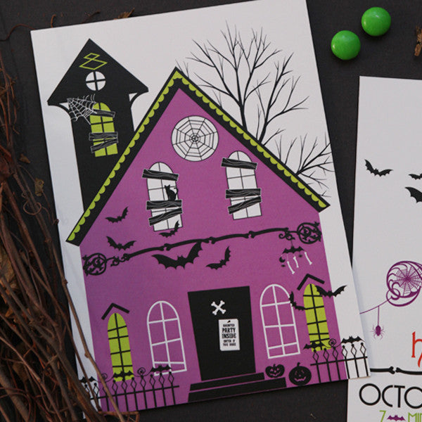 Halloween Glam Haunted House printable invitation- 3 options