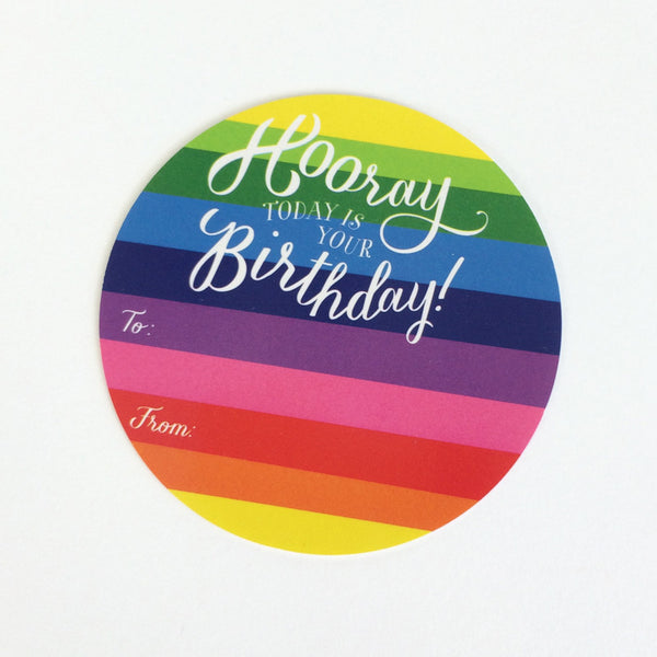 Hooray Birthday Rainbow Birthday Sticker tags