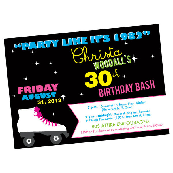 Roller Skate birthday party invitation