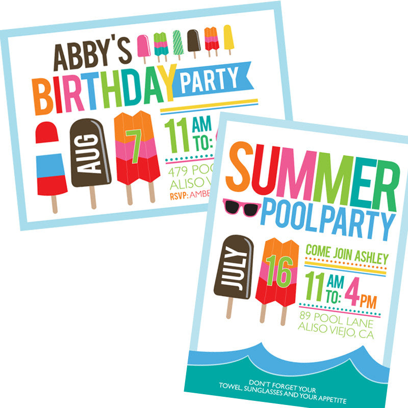 Popsicles & Sunglasses printable BIRTHDAY Party - Summer Days Collection Invitation