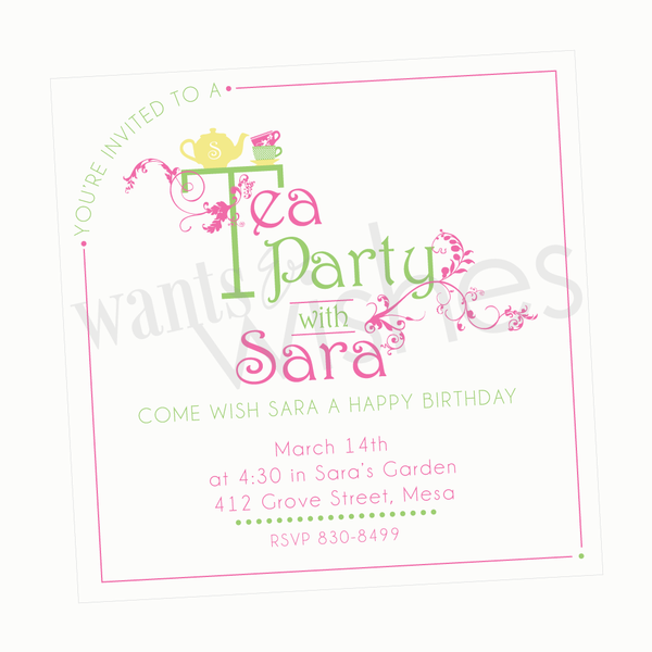 Sweet Tea printable Birthday Invitation by Wants and Wishes