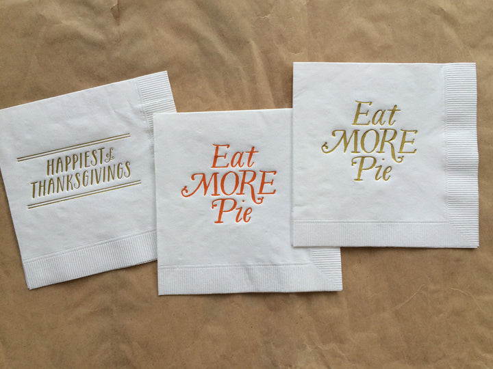 Happiest of Thanksgivings - Gold Foil Napkins