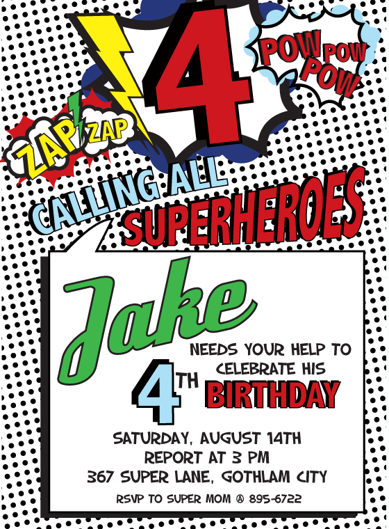 Vintage Superhero printable invite- 2 options