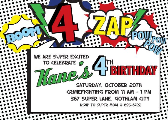 Vintage Superhero printable invite- 2 options