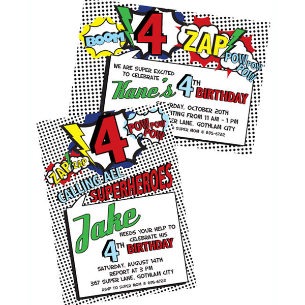 Vintage Superhero printable invite- 2 options