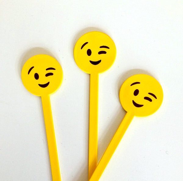 Wink Emoji Stir sticks