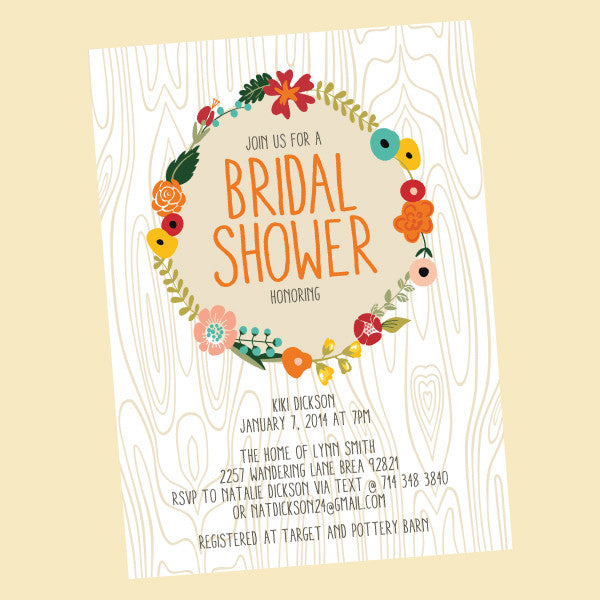 Wood Grain Love Bridal Shower Invitation
